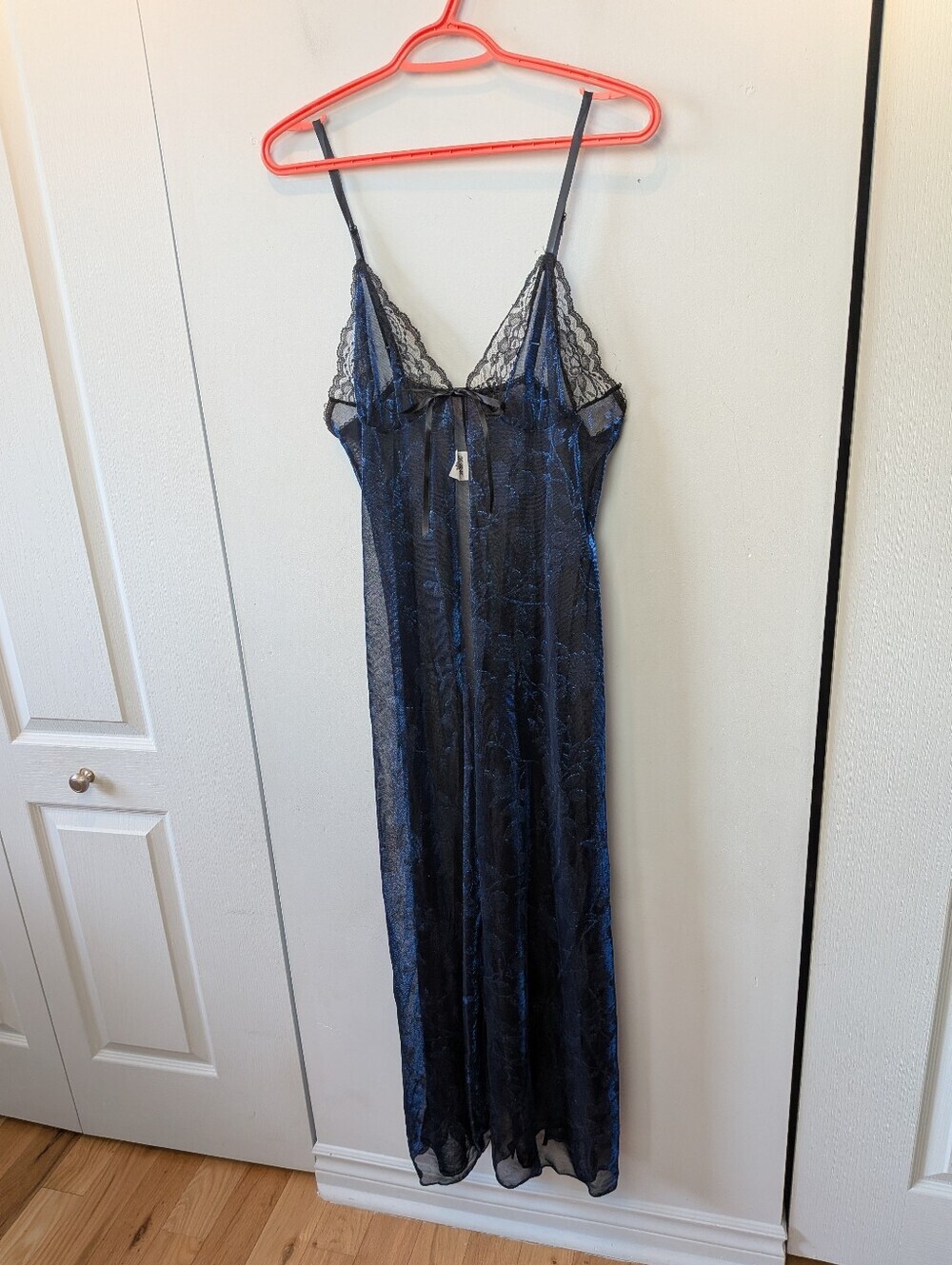 VINTAGE 90' Nightie Night Dress One Size Black And Blue Shinny Fairy